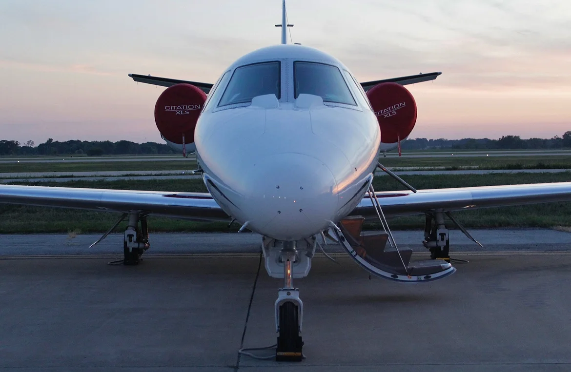 Citation XLS at dusk, exterior detail, aircraft detailing in Rogers, Arkansas