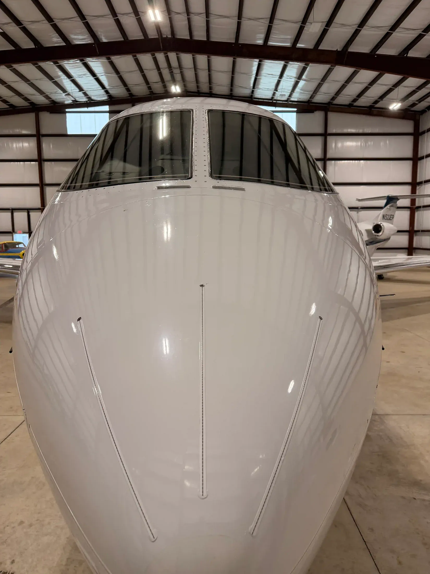 Business jet, polished nose, aircraft detailing in Kansas City, Missouri